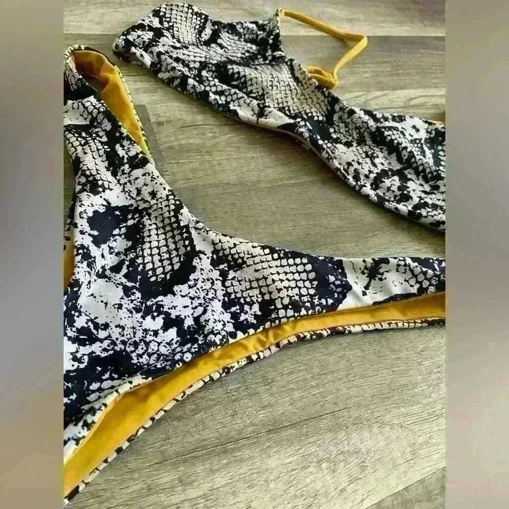 💜 2/$25 ZAFUL Size 8 Has Never Been Worn Faux Snake Skin Print 2 Piece Swimsuit - Picture 4 of 6